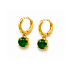 Green Stone Gold-Plated Earrings