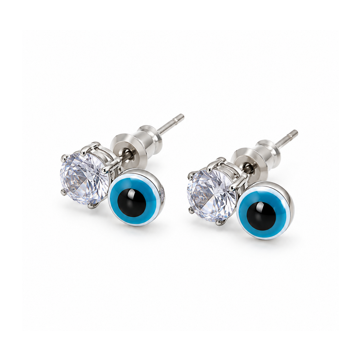 Blue Evil Eye Stud Earrings