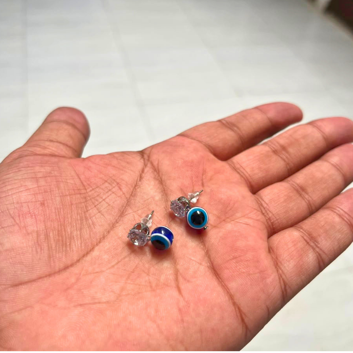 Blue Evil Eye Stud Earrings