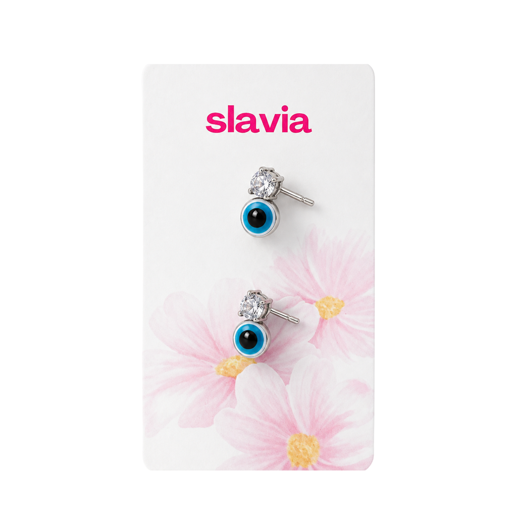Blue Evil Eye Stud Earrings