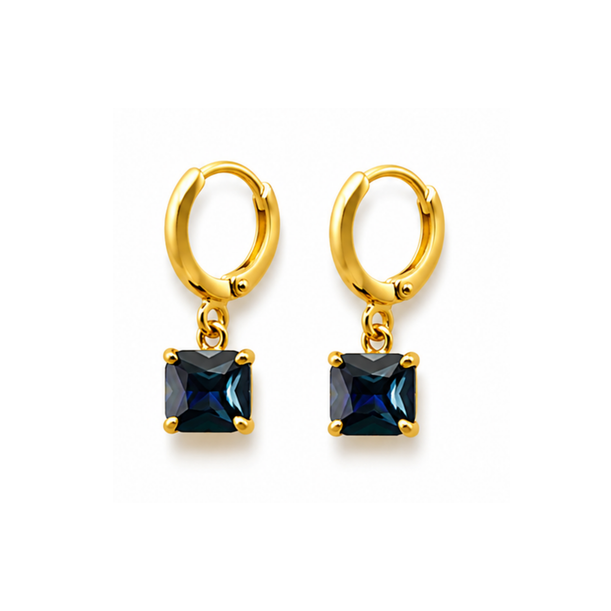 Navy Blue Square Stone Earrings