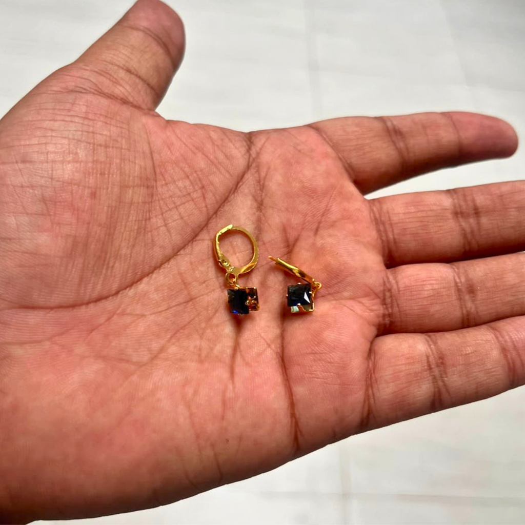 Navy Blue Square Stone Earrings