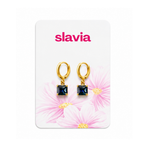 Navy Blue Square Stone Earrings