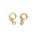 Gold Earrings with Sparkling Stone