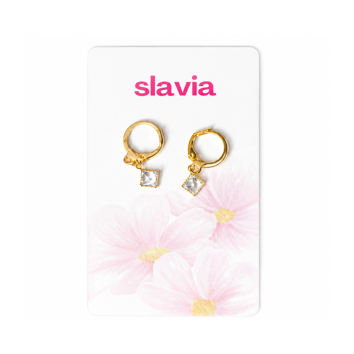 Gold Earrings with Sparkling Stone