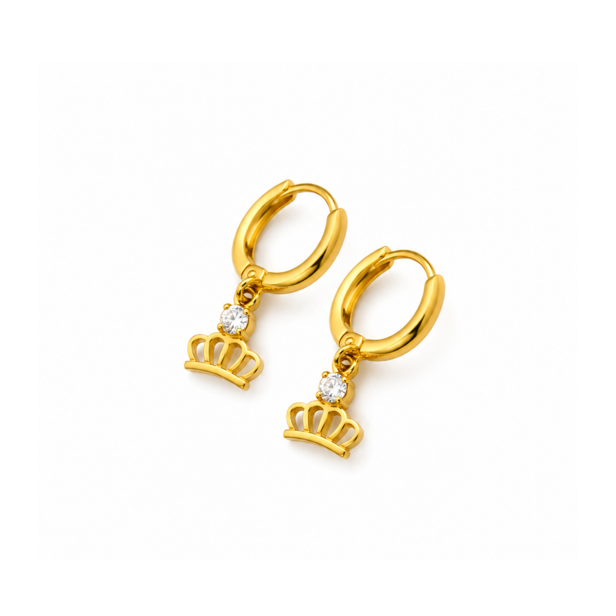 Gold Crown Hoop Earrings