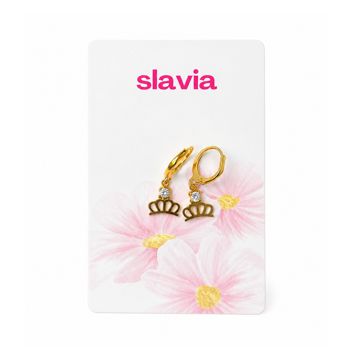 Gold Crown Hoop Earrings
