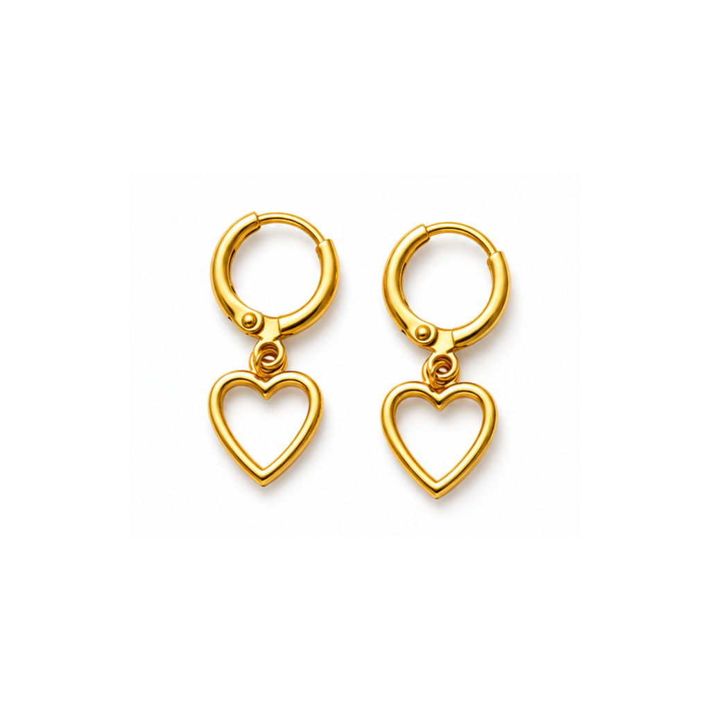 Gold Heart Hoop Earrings