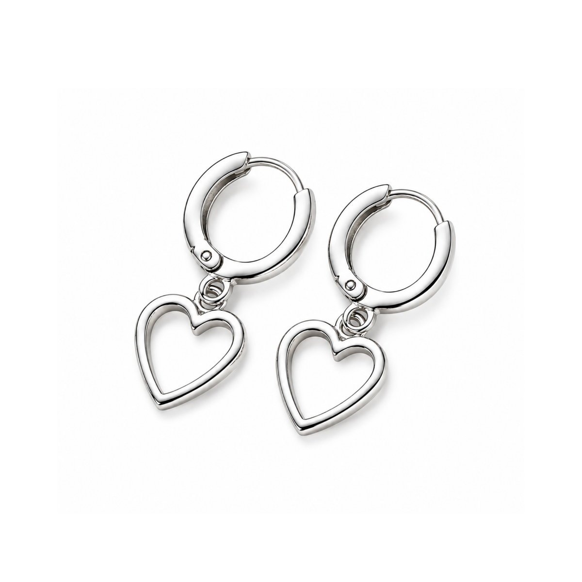 Silver Heart Hoop Earrings