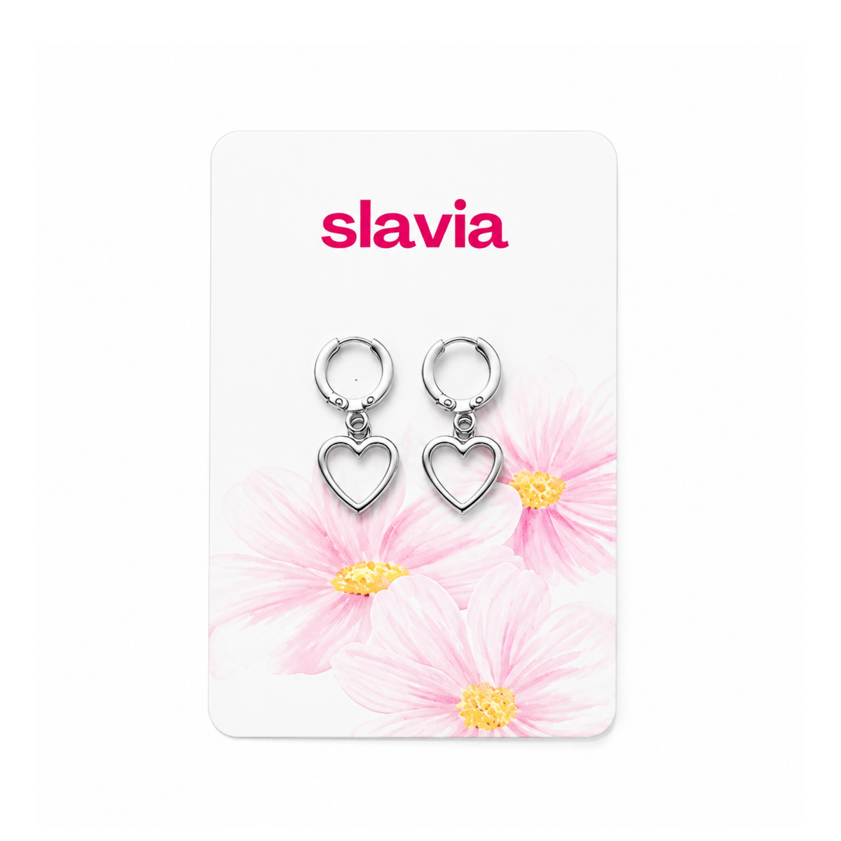 Silver Heart Hoop Earrings