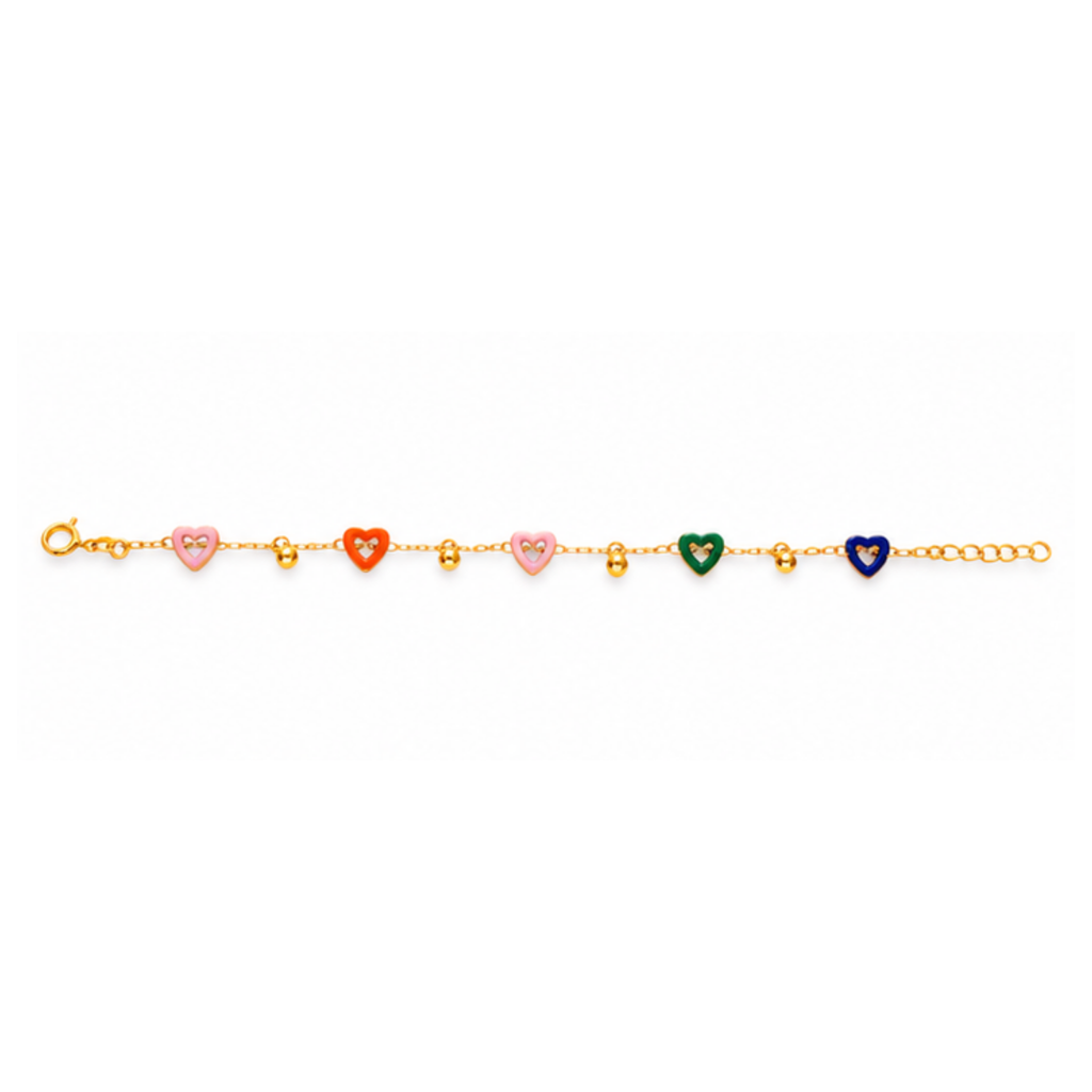 Multicolor Heart Charm Bracelet