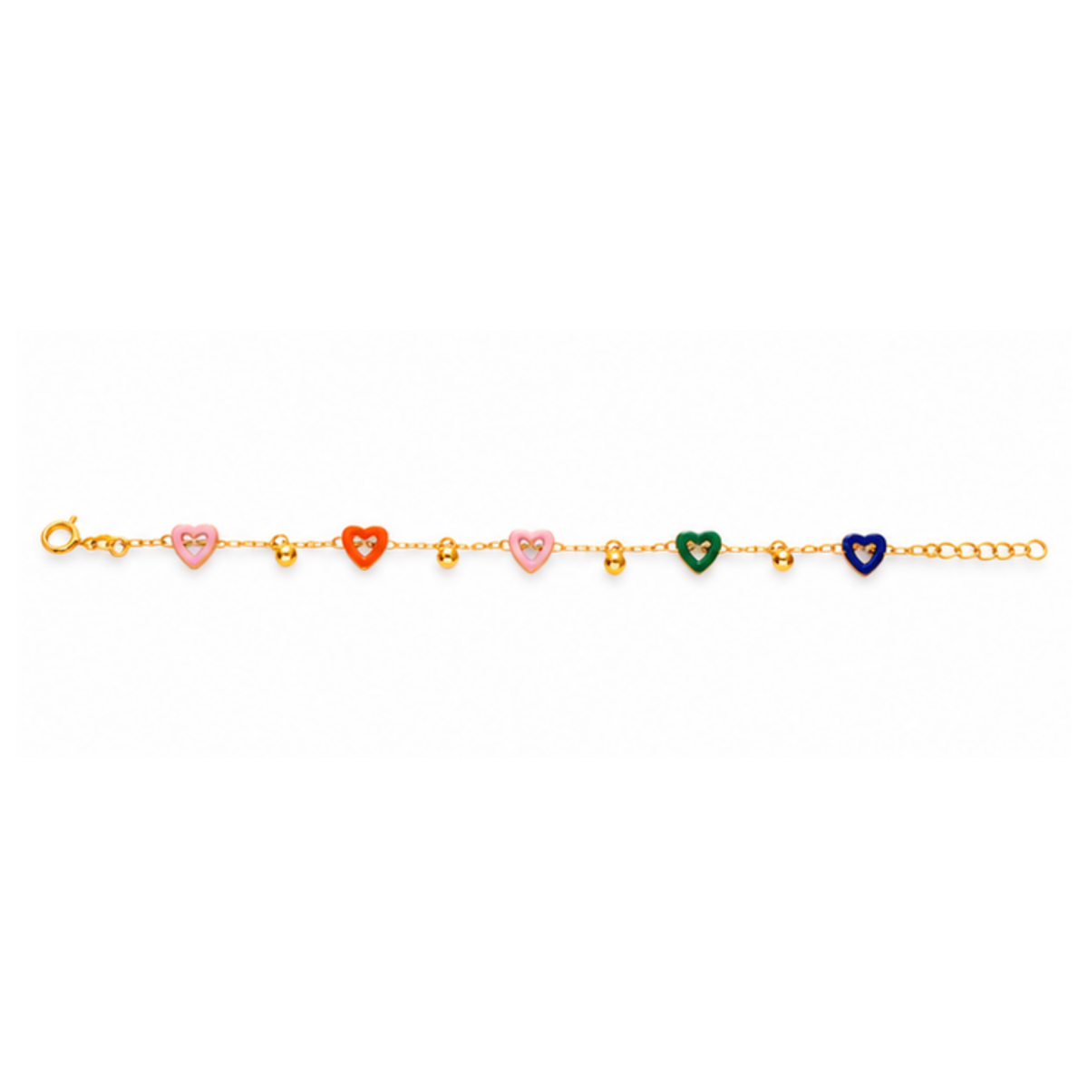 Multicolor Heart Charm Bracelet
