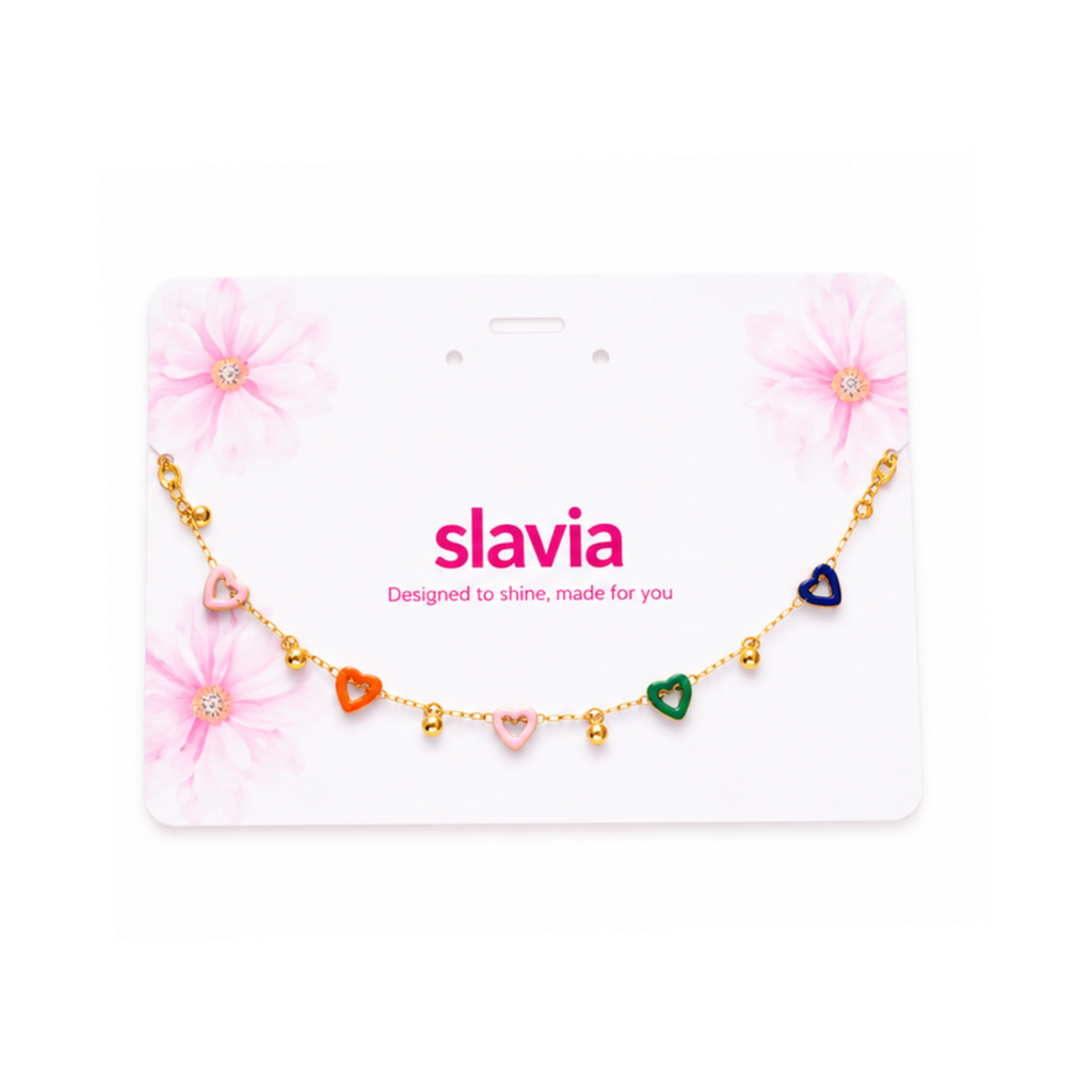 Multicolor Heart Charm Bracelet