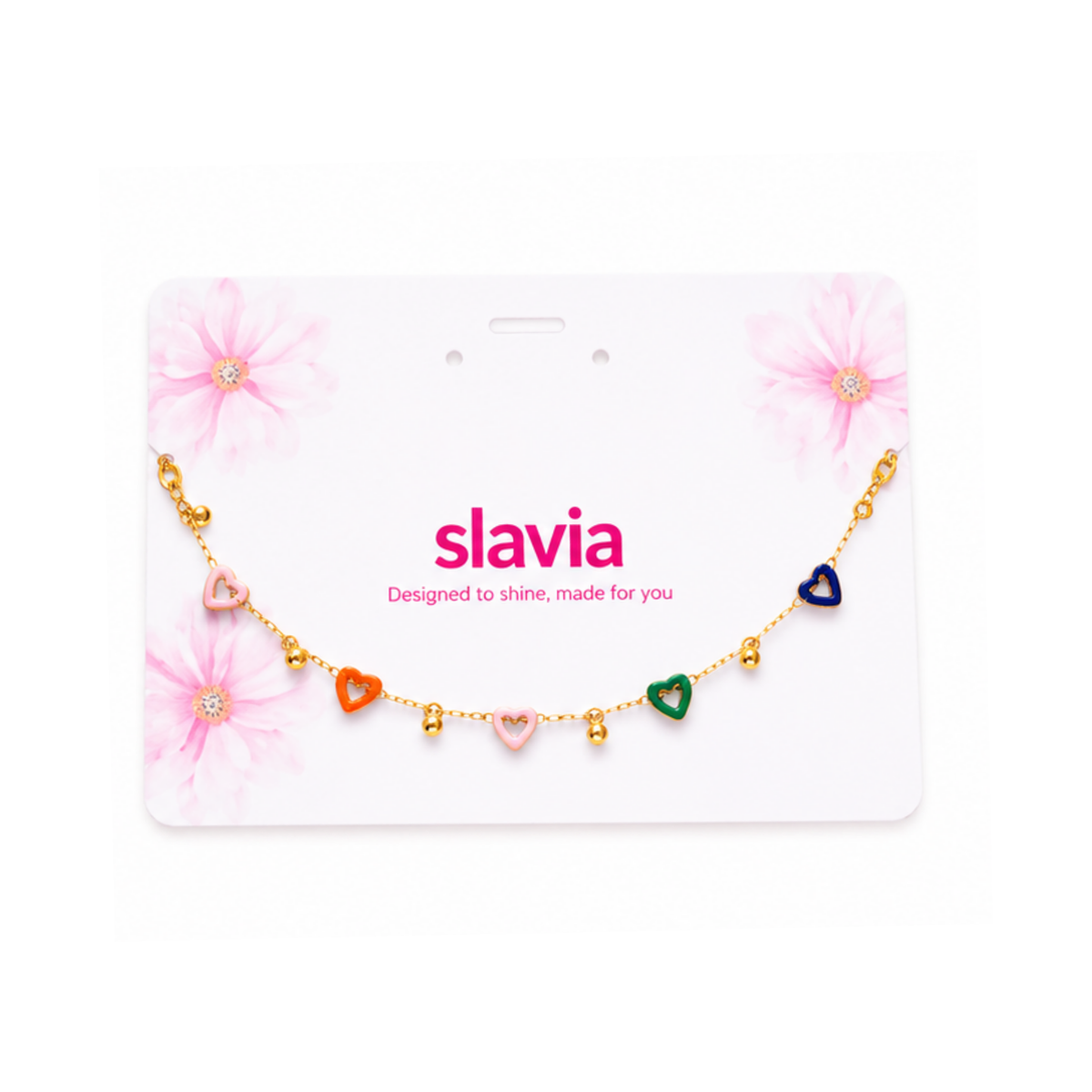 Multicolor Heart Charm Bracelet